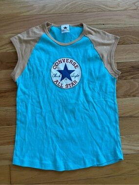 Converse Turquoise & Tan Short Sleeve Raglan Tee